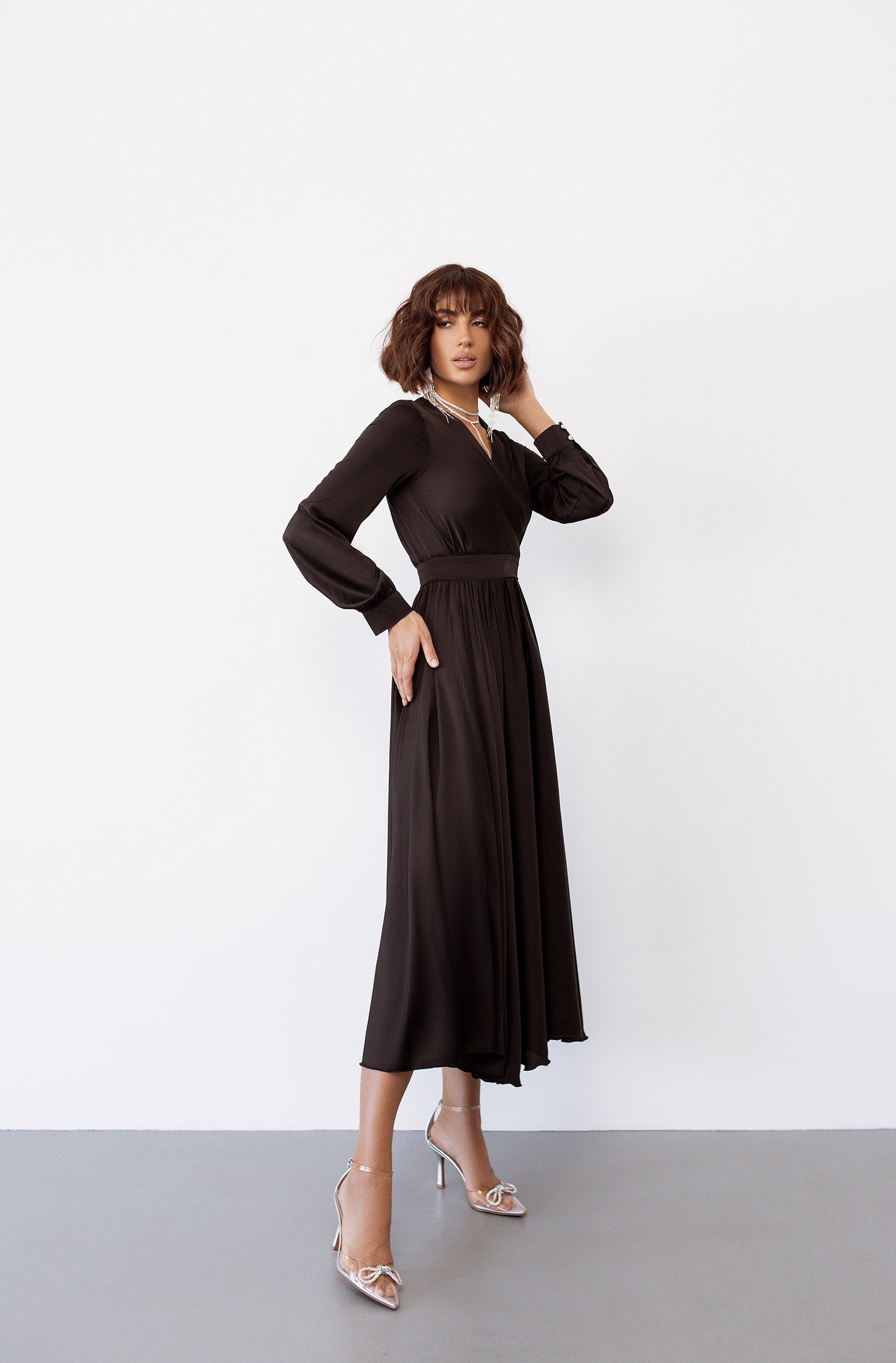 Black MIDI LONG SLEEVE DRESS (ARTICLE C393)