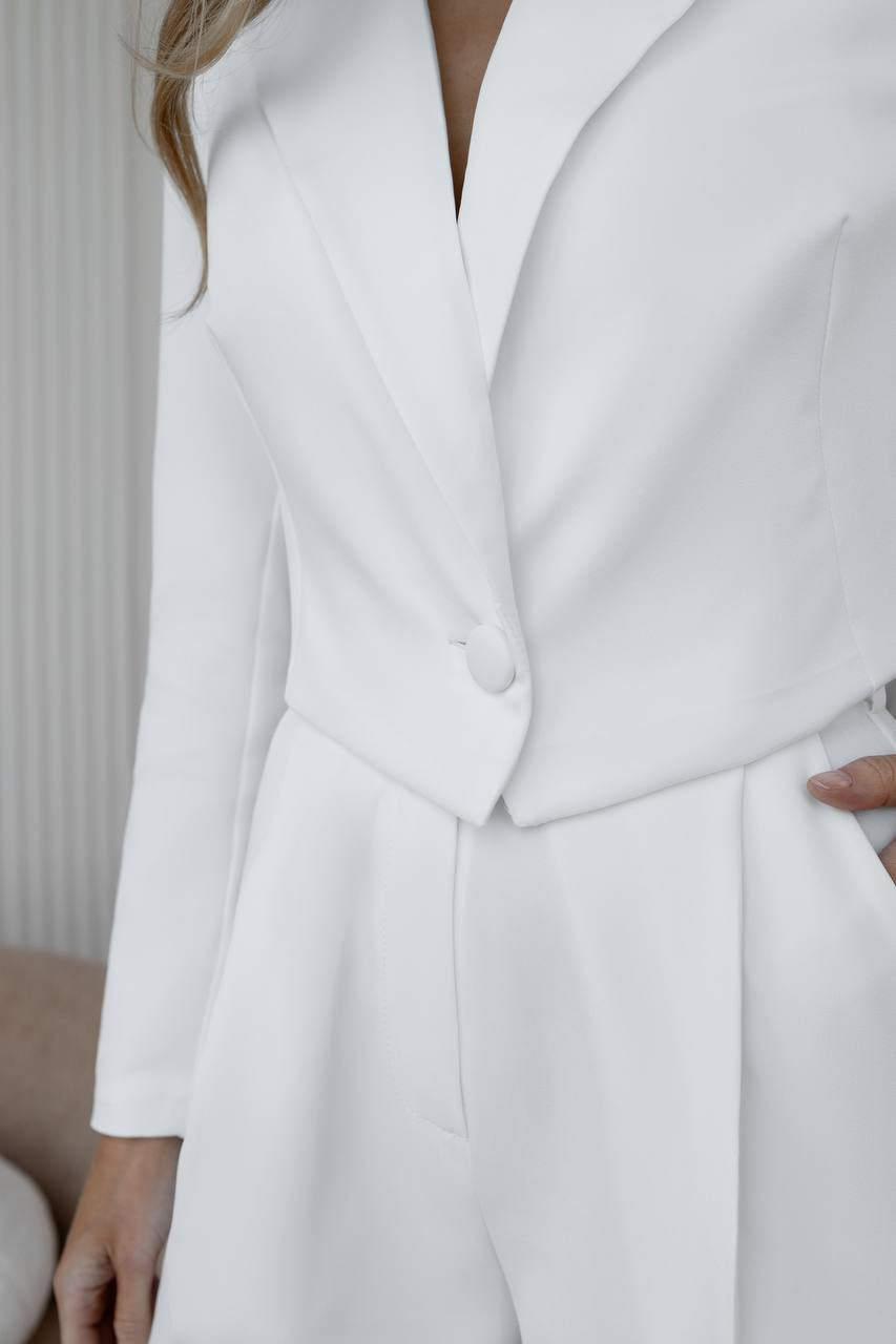 White CROP JACKET SUIT 2-PIECE (ARTICLE C452)