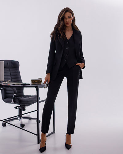 Black OFFICE SLIM-FIT 3-PIECE SUIT (ARTICLE 033)