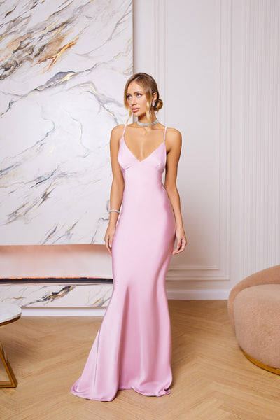 Dusty Pink SATIN SLIP MAXI DRESS (ARTICLE C420)