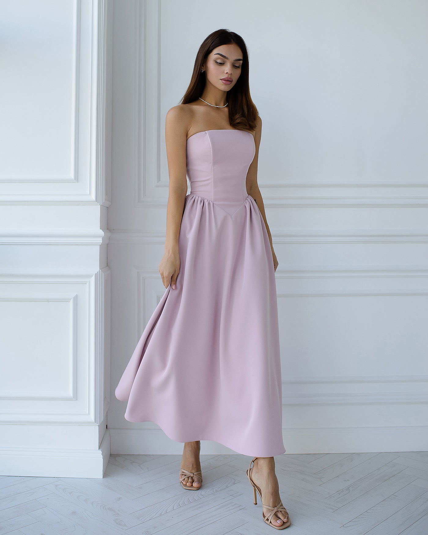 Dusty Pink CORSETED STRAPLESS DRESS (ARTICLE 503)