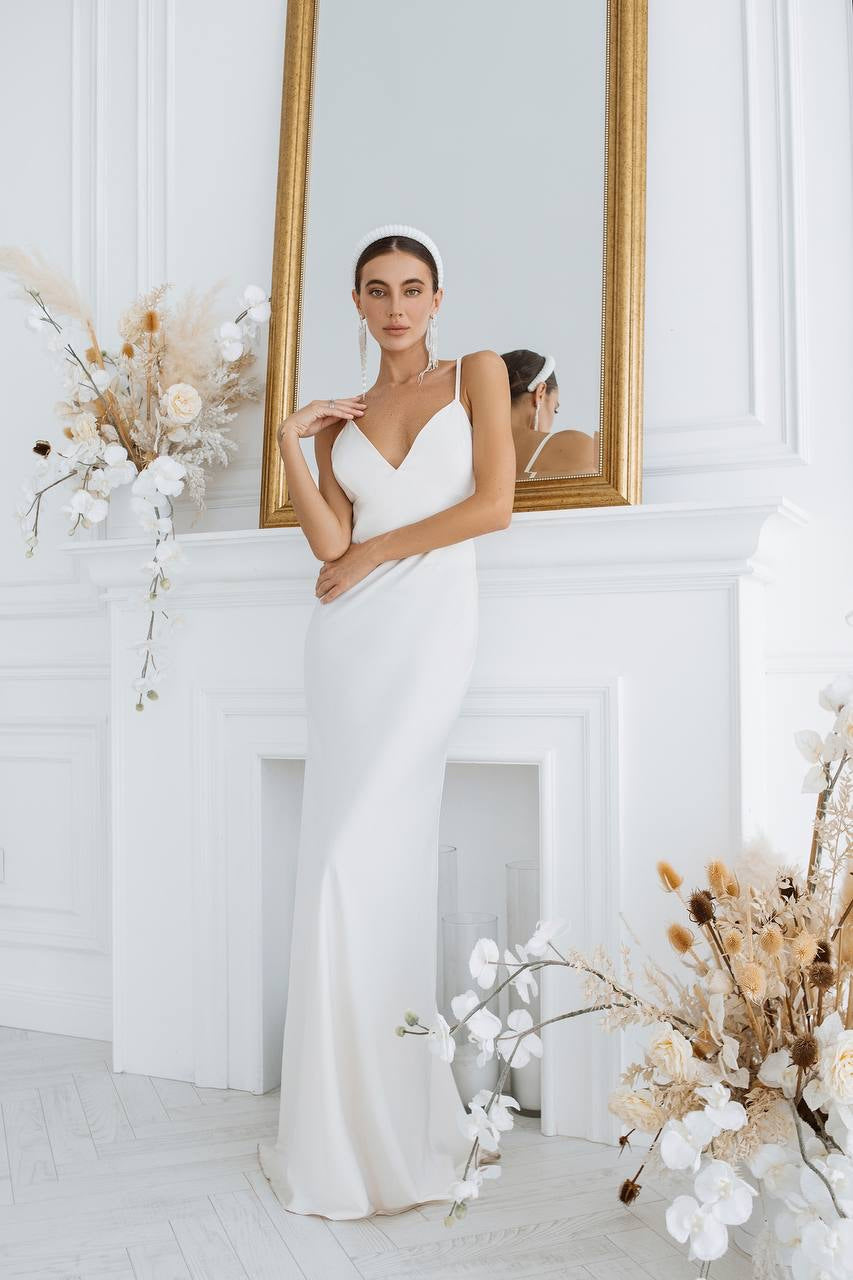 White SATIN SLIP MAXI DRESS (ARTICLE C420)