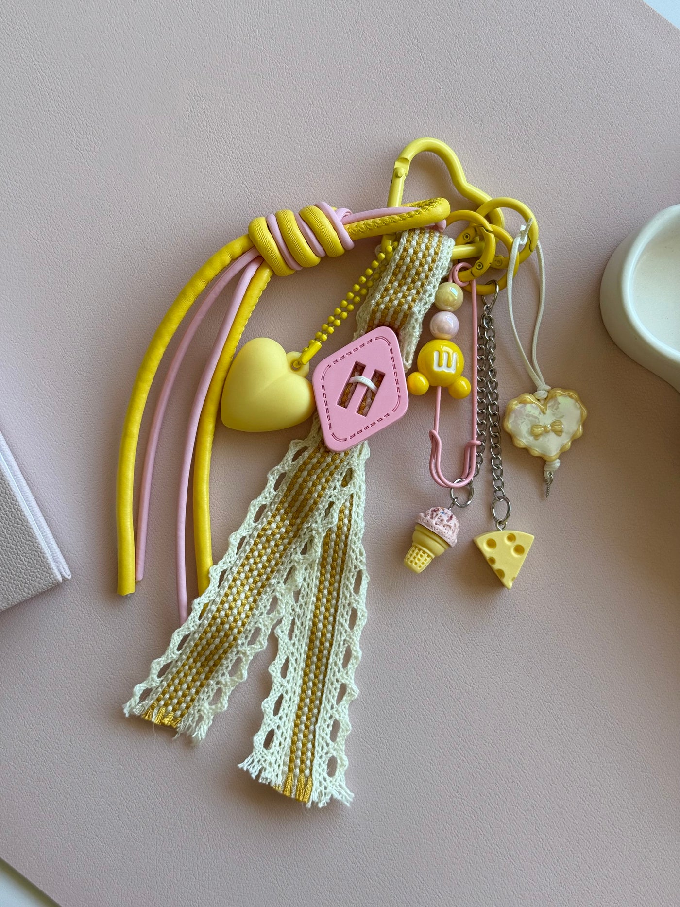 Pink-Yellow summer keychain