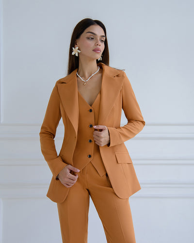 Caramel OFFICE SLIM-FIT 3-PIECE SUIT (ARTICLE 033)