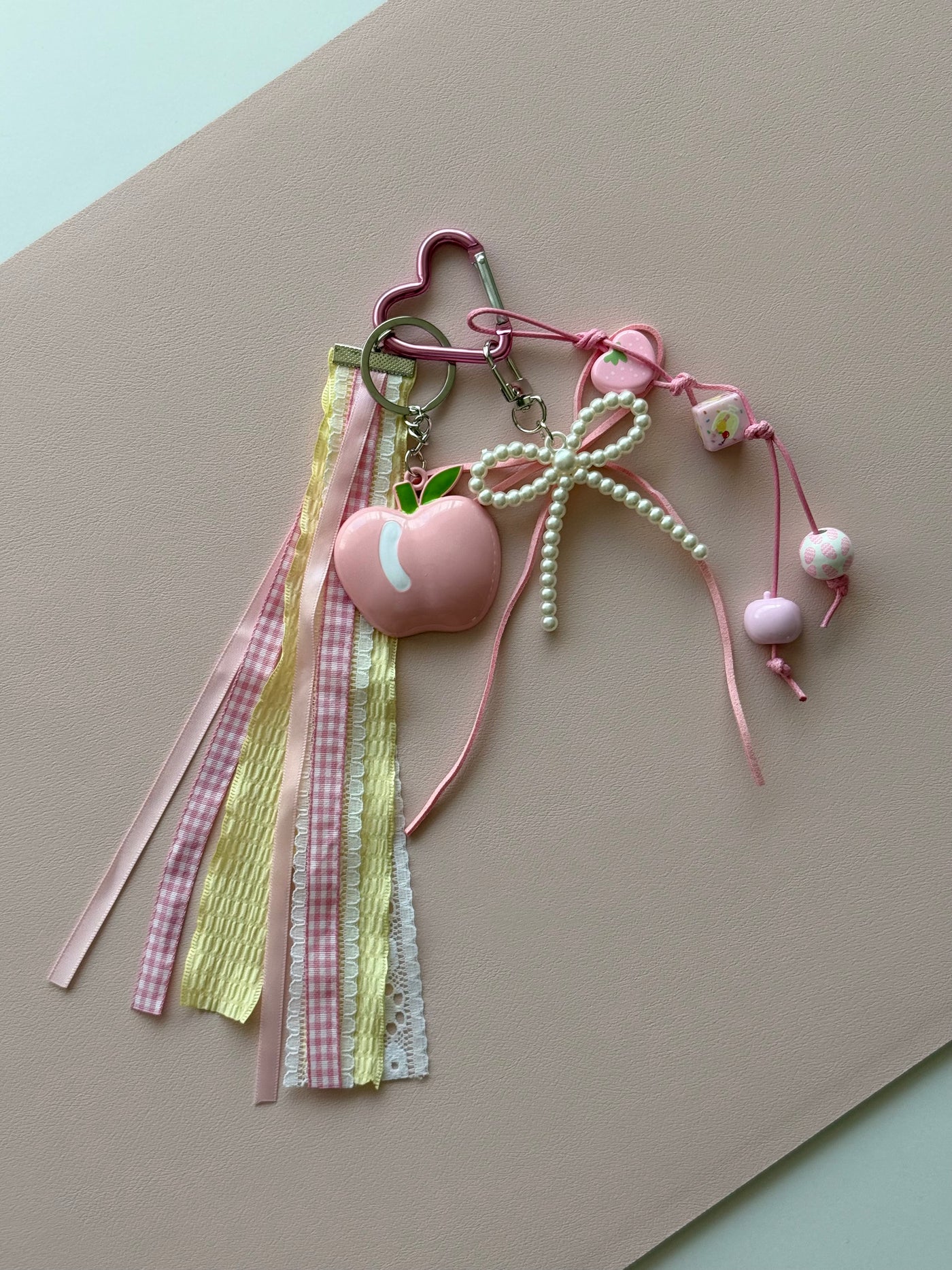 Pink paradise apple keychain