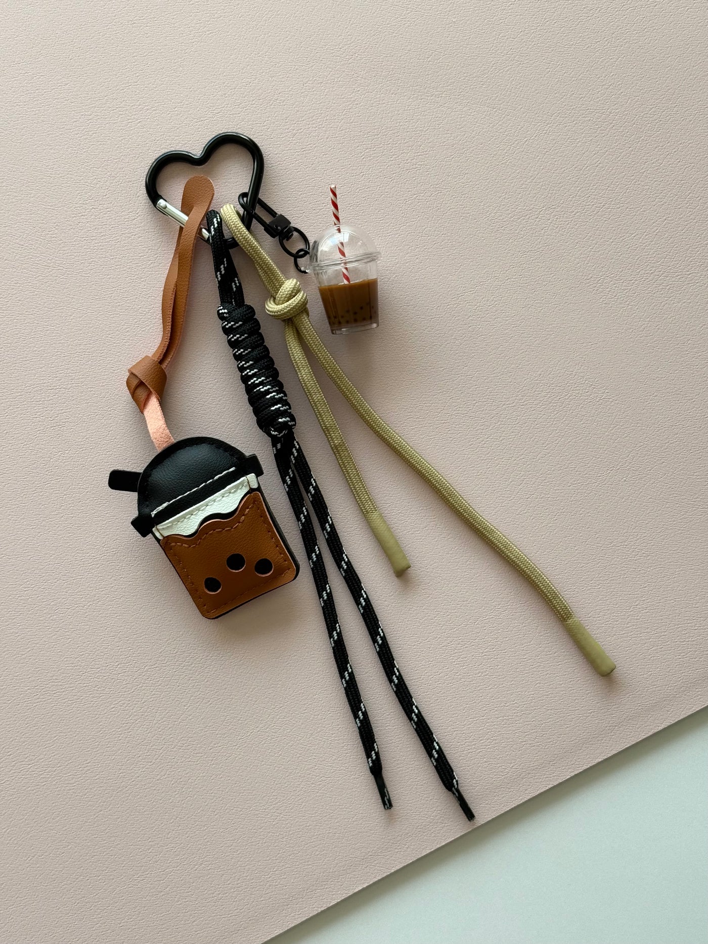 Brown boba tea keychain