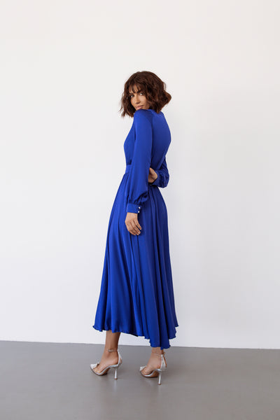 Blue midi long sleeve dress (article C393)