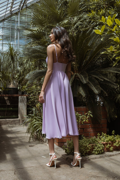 Lavender V-NECK SLIP MIDI DRESS (ARTICLE C284)