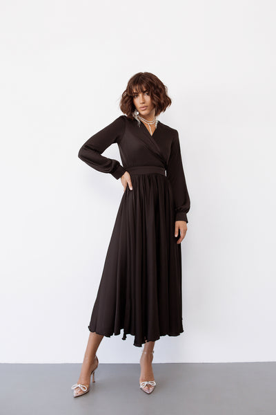 Black MIDI LONG SLEEVE DRESS (ARTICLE C393)