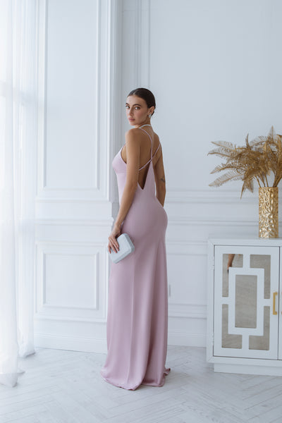 Dusty Pink SATIN SLIP MAXI DRESS (ARTICLE C420)