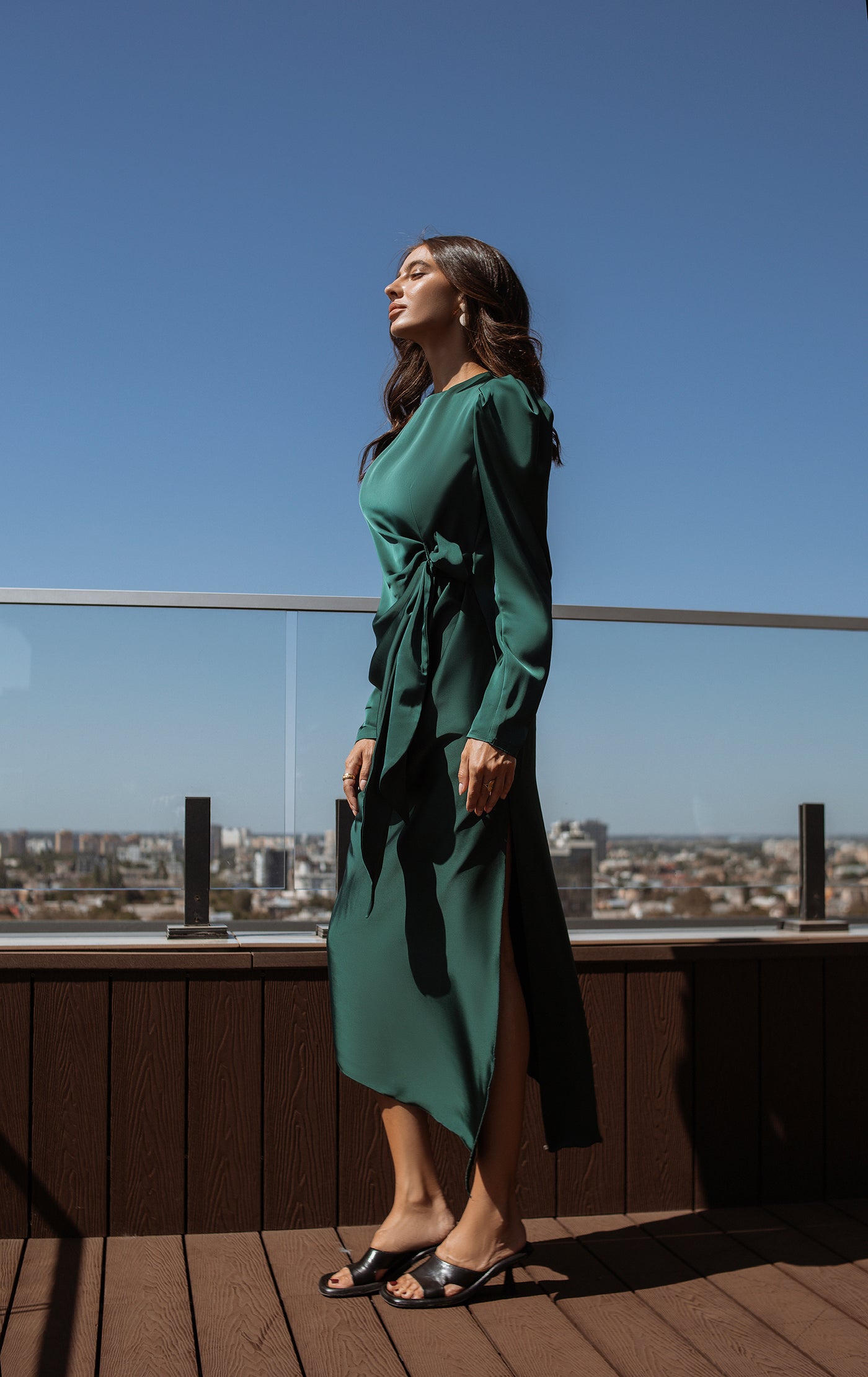 Emerald PUFF SLEEVE WRAP DRESS (ARTICLE C300)