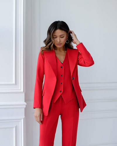 Red OFFICE SLIM-FIT 3-PIECE SUIT (ARTICLE 033)