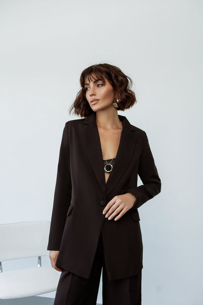 Black SINGLE-BREASTED WIDE-LEG SUIT 2-PIECE (ARTICLE C347)