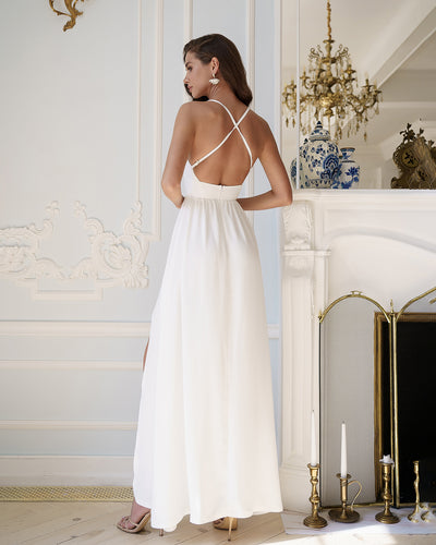 White V-NECK MAXI DRESS (ARTICLE 370)