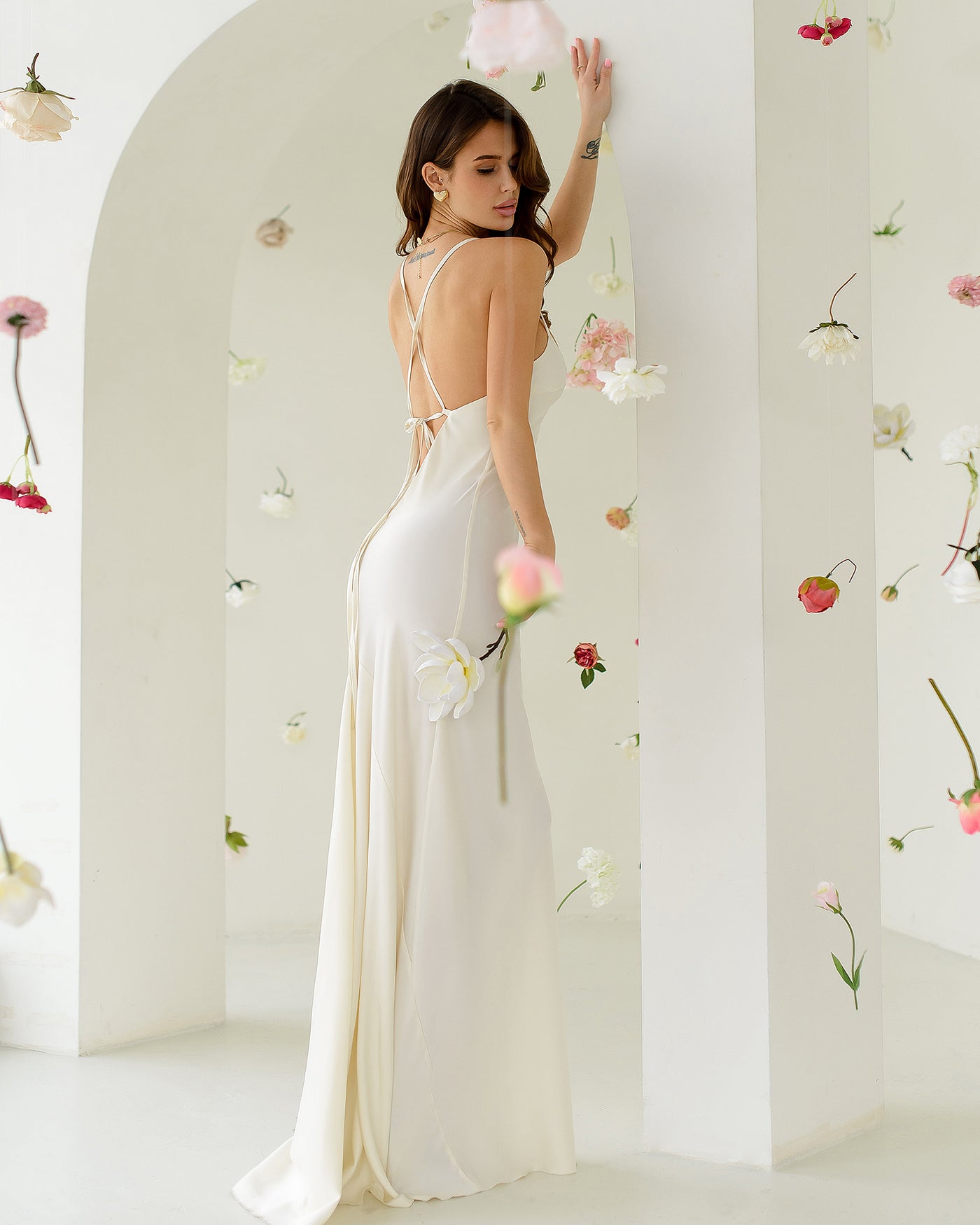 Cream SATIN SLIP MAXI DRESS (ARTICLE 389/1)