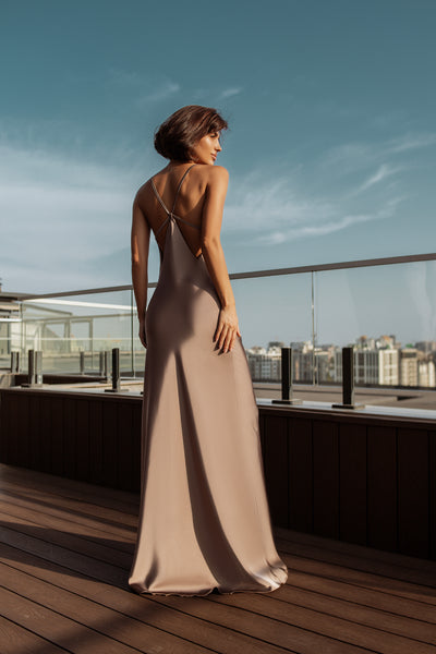 Cappuccino SATIN SLIP MAXI DRESS (ARTICLE C420)