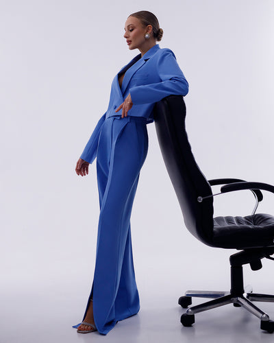 Blue CROP JACKET SUIT 2-PIECE (ARTICLE 334)