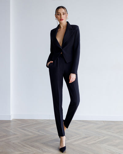 Black CROP JACKET SUIT 2-PIECE (ARTICLE 419)