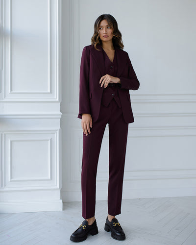 Burgundy OFFICE SLIM-FIT 3-PIECE SUIT (ARTICLE 033)