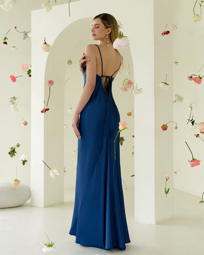 Blue SATIN SLIP MAXI DRESS (ARTICLE 389/1)