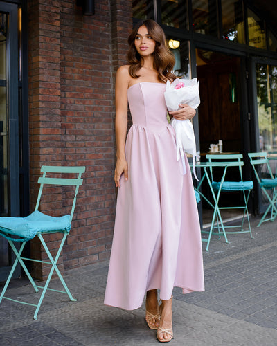 Dusty Pink CORSETED STRAPLESS DRESS (ARTICLE 503)