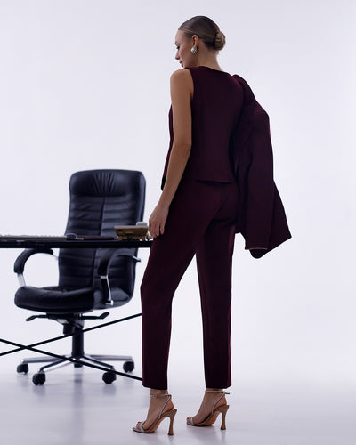 Burgundy OFFICE SLIM-FIT 3-PIECE SUIT (ARTICLE 033)