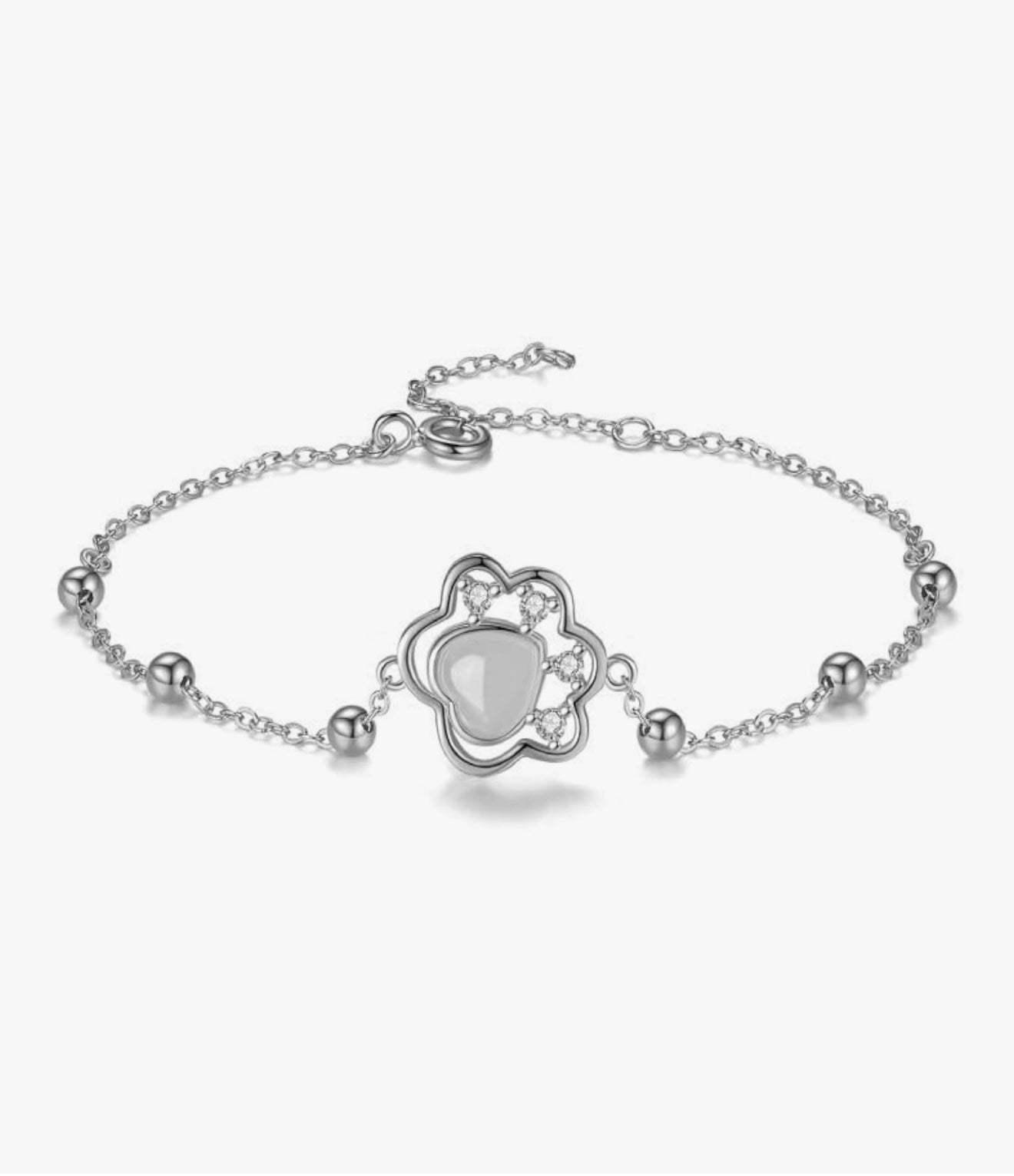 Silver plated paw jade bracelet