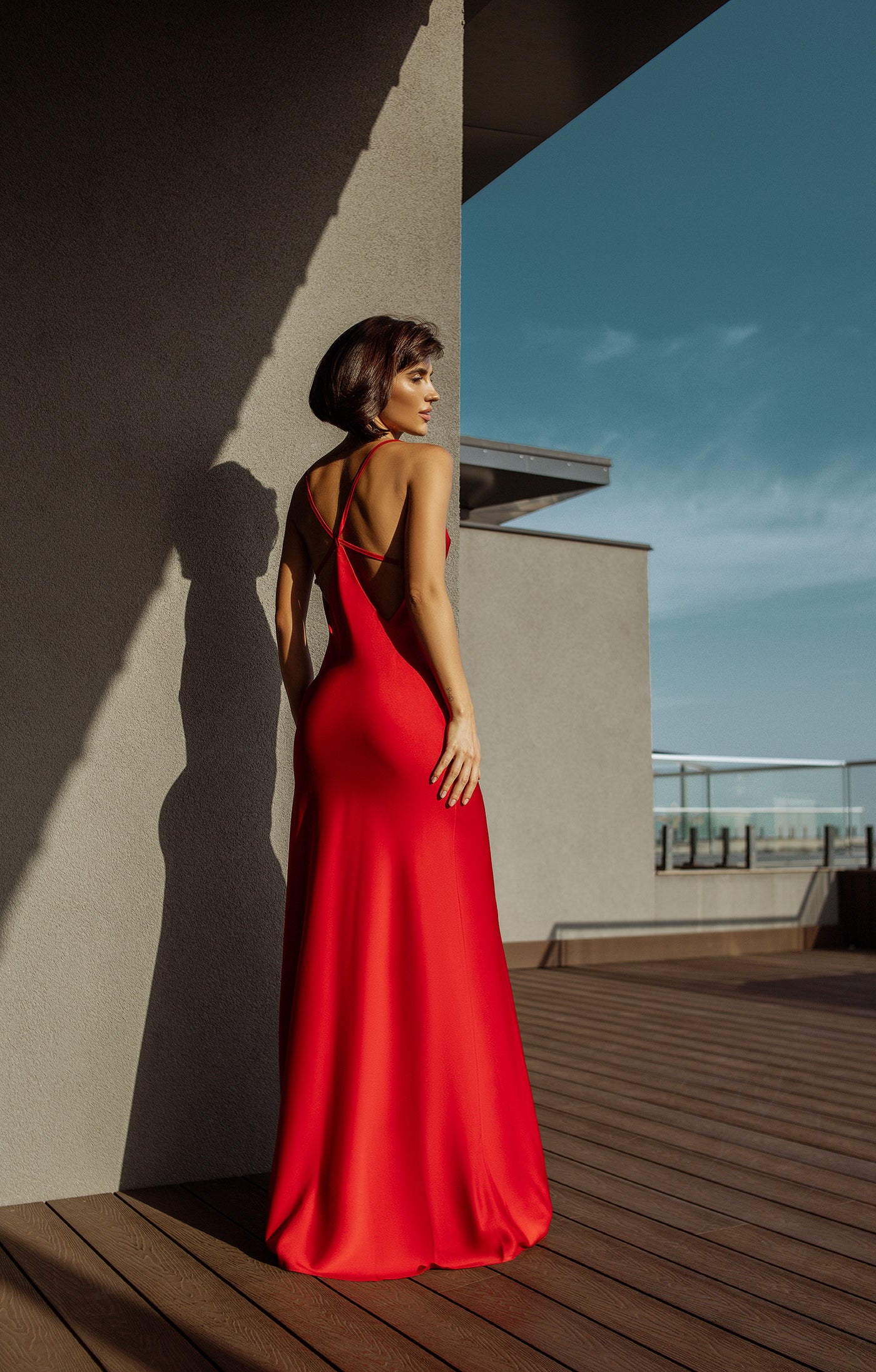 Red SATIN SLIP MAXI DRESS (ARTICLE C420)