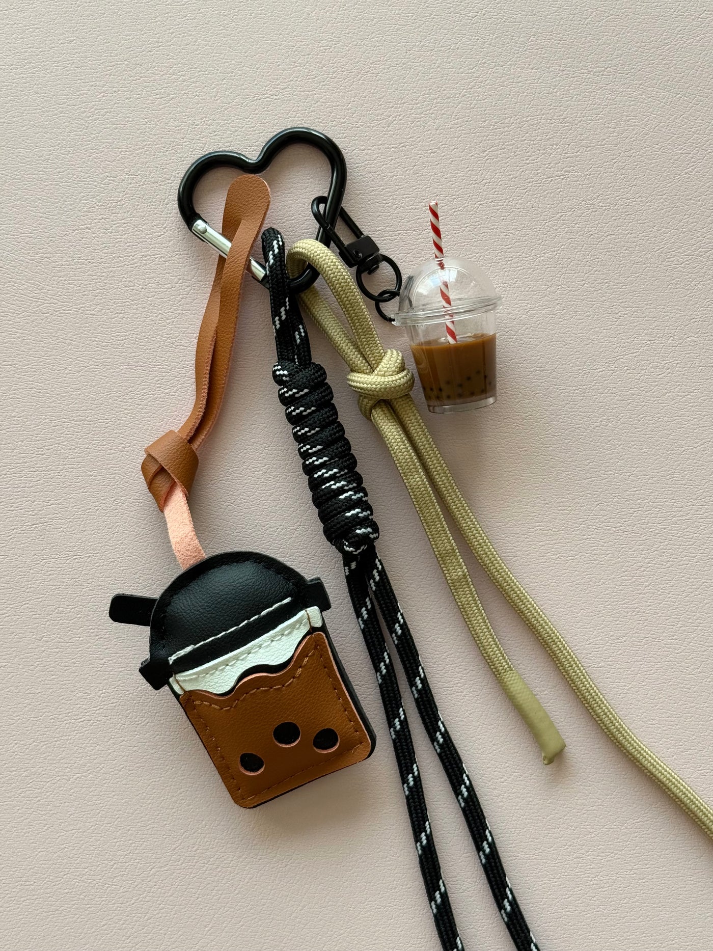 Brown boba tea keychain
