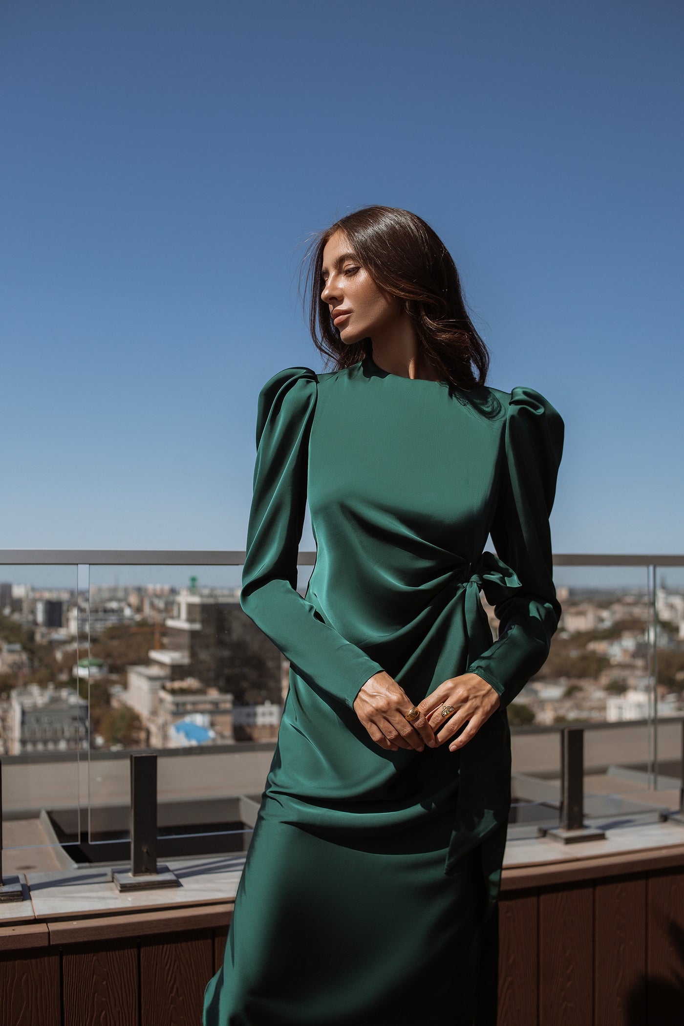 Emerald PUFF SLEEVE WRAP DRESS (ARTICLE C300)