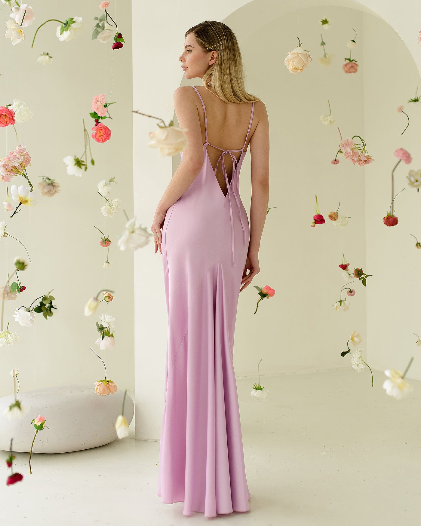 Dusty Pink SATIN SLIP MAXI DRESS (ARTICLE 389/1)