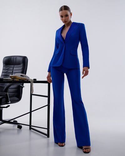 BLUE SATIN LAPELS 3-PIECE SUIT (article 420)