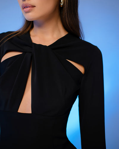 Black CUT-OUT NECK MIDI DRESS (ARTICLE 388)