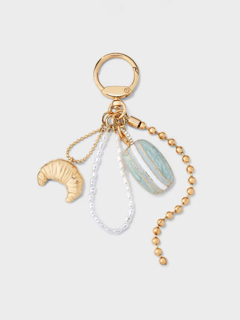 Beaded and Crossiant Bag Charm