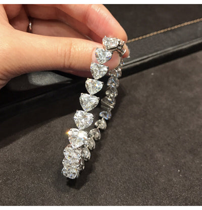 Heart-shaped stones silver bracelet