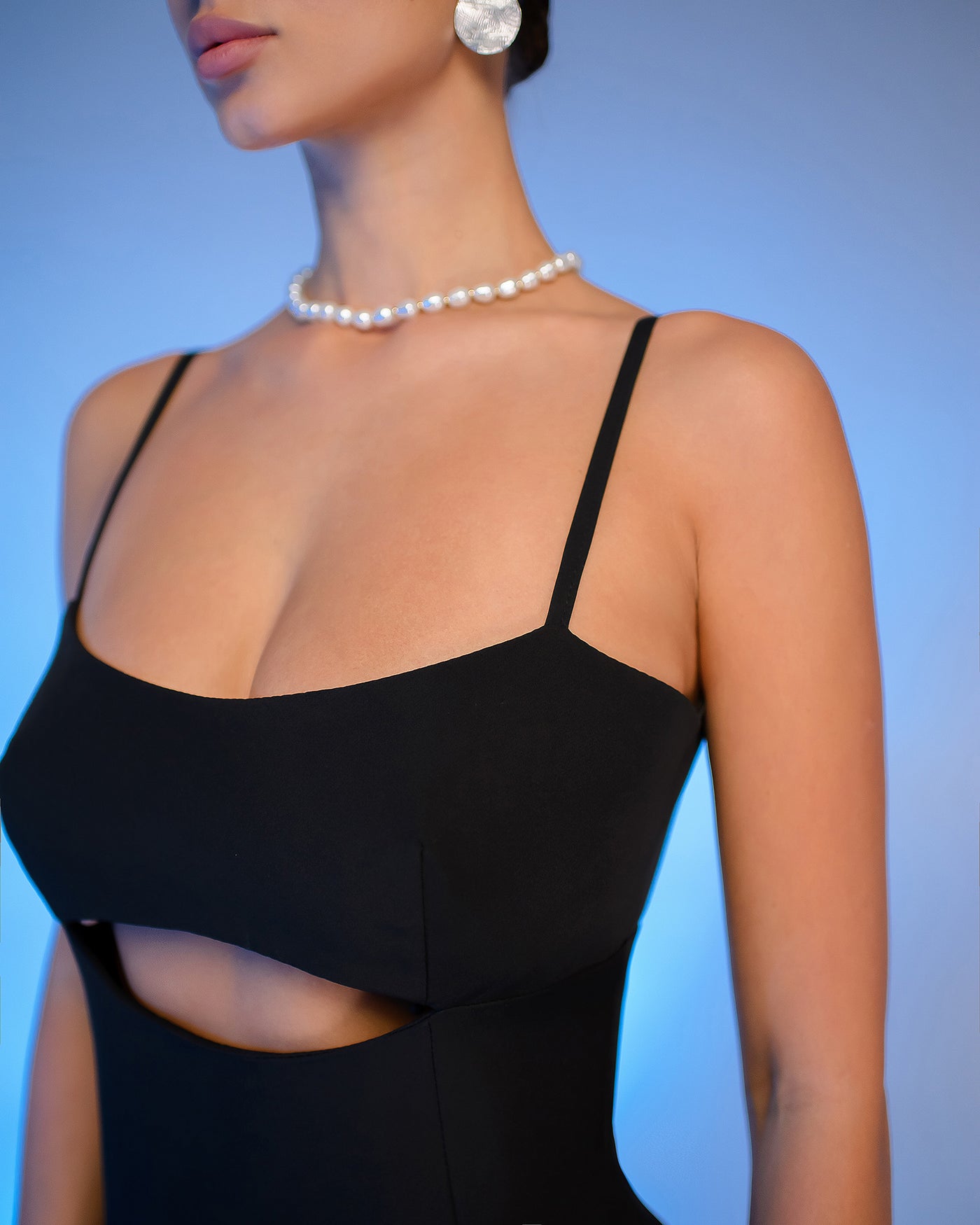 Black STRAPPY UNDERBUST CUTOUT MIDI DRESS (ARTICLE 398)