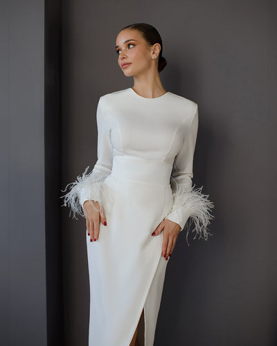 White LONG SLEEVE MIDI DRESS (ARTICLE 374)