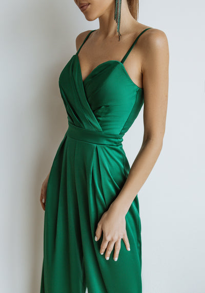 Emerald SATIN WIDE-LEG JUMPSUIT (ARTICLE C314)