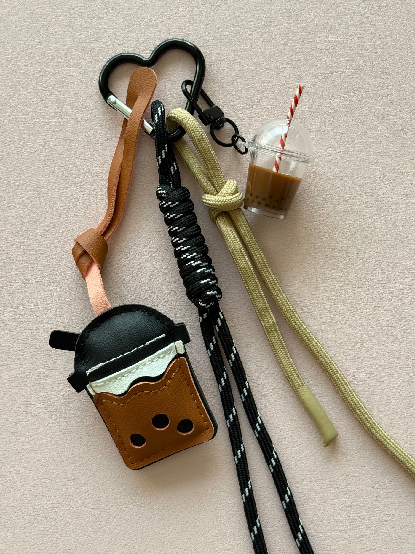 Brown boba tea keychain