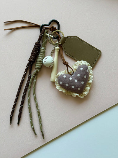 Brown heart keychain