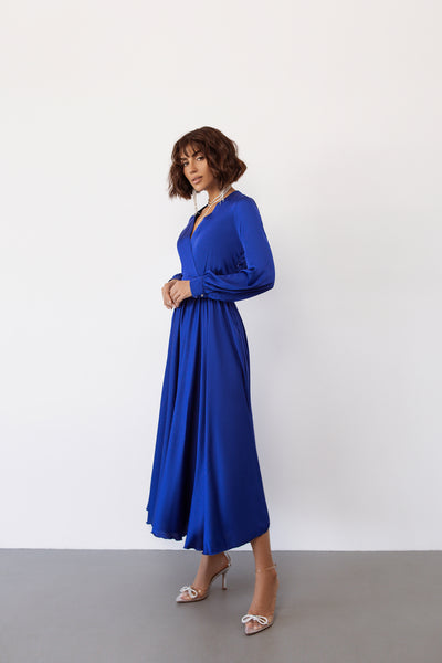 Blue midi long sleeve dress (article C393)