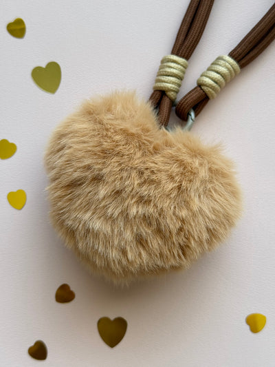 Brown plush heart keychain