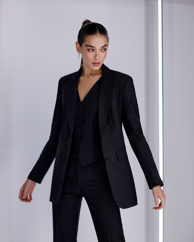 Black Striped REGULAR-FIT 3-PIECE SUIT (ARTICLE 402)