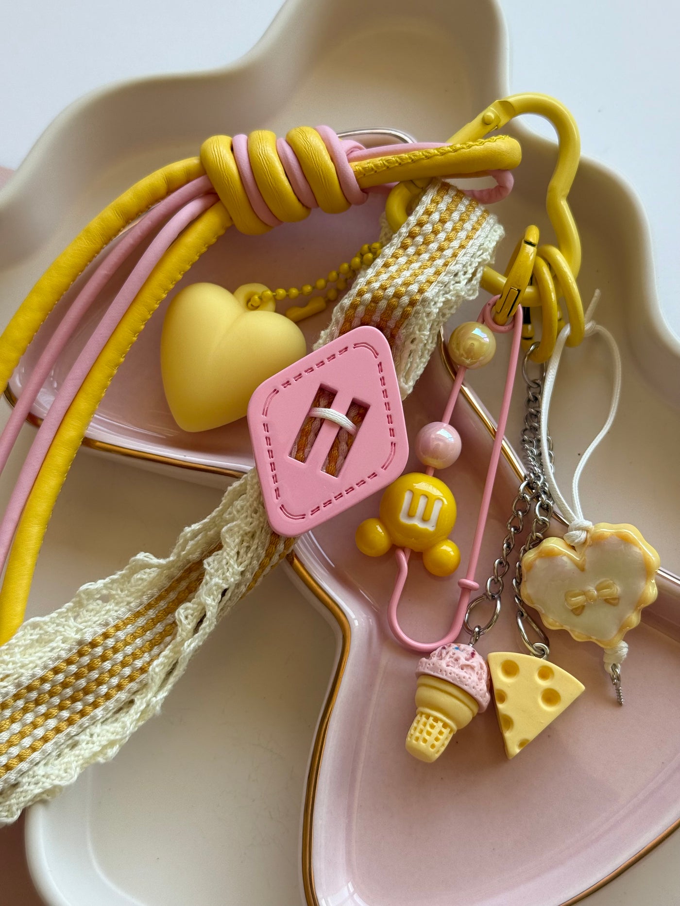 Pink-Yellow summer keychain