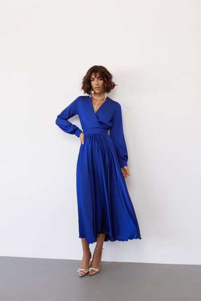 Blue midi long sleeve dress (article C393)