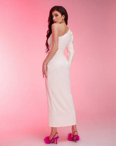 Pearl One-Shoulder Satin Maxi Dress (article 268)