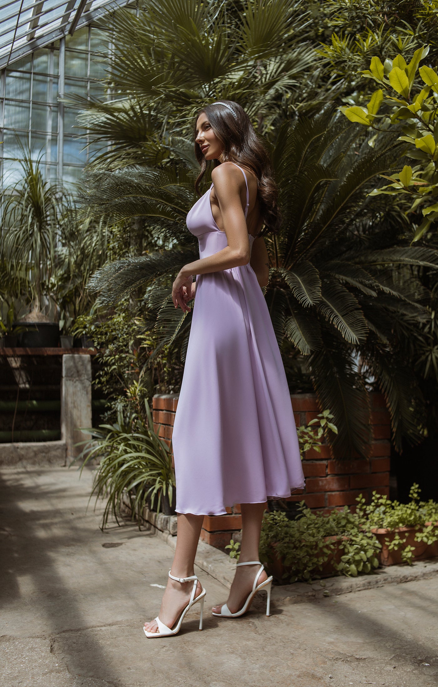 Lavender V-NECK SLIP MIDI DRESS (ARTICLE C284)