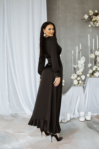 Black THIGH-SLIT MAXI DRESS (ARTICLE C257)