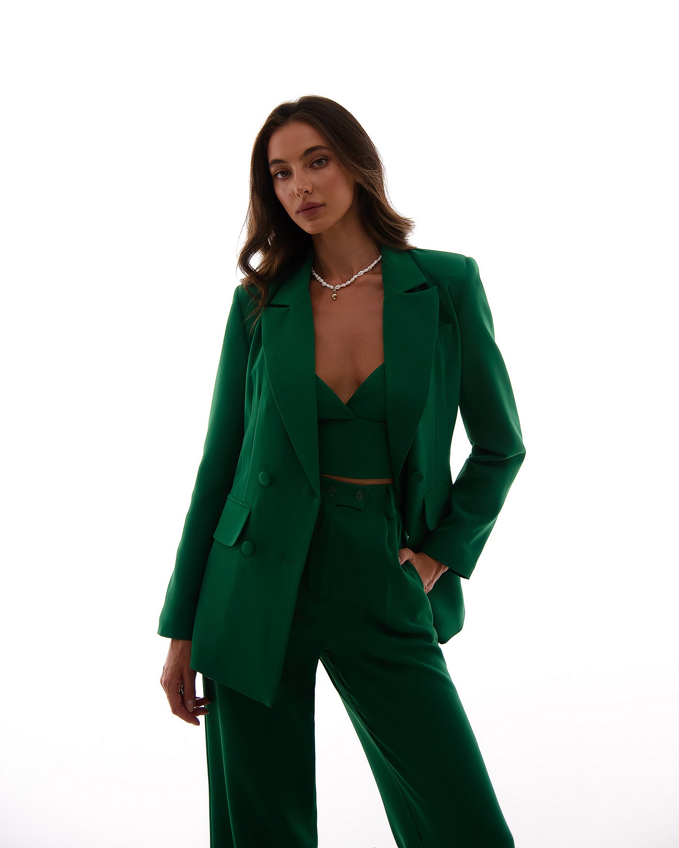 Green DOUBLE BREASTED SUIT 3-PIECE (ARTICLE 300)