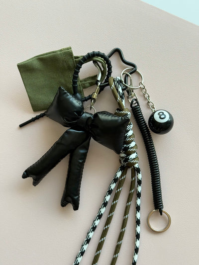 Black bow and lucky ball keychain